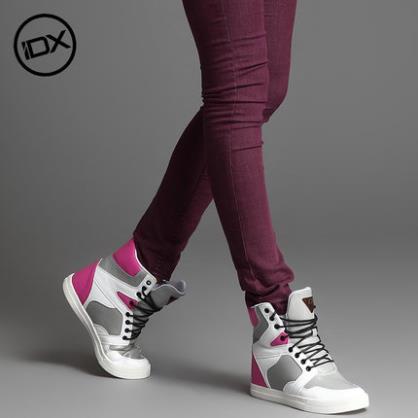 IDX爱定客春季新品内增高女鞋韩版系带高帮休闲运动纯色鞋女